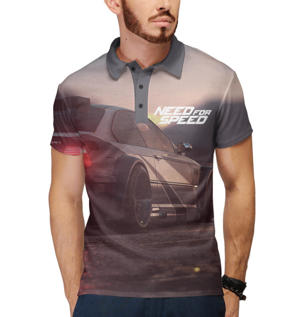 Мужское поло с изображением Need For Speed цвета Белый