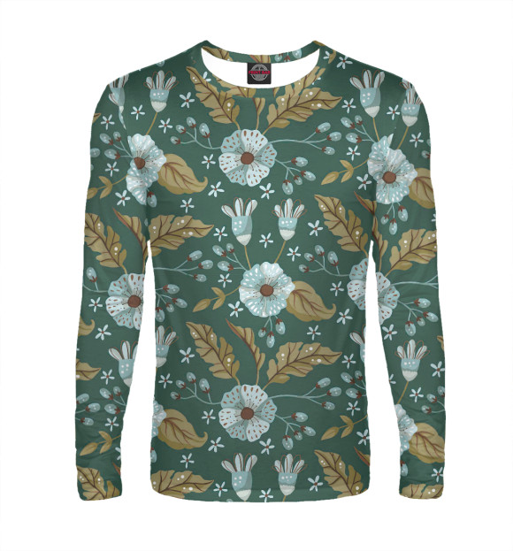 Мужской лонгслив с притом Классический цветы цвета Белый Мужской лонгслив с изображением Классический цветы цвета Белый