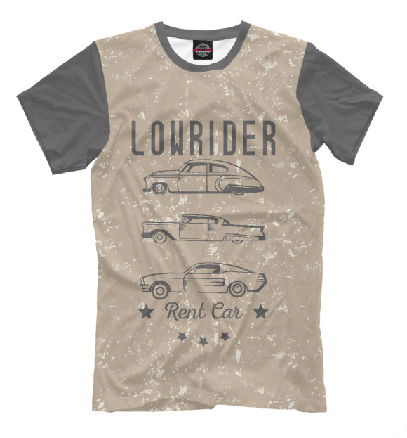 Мужская футболка с изображением Lowrider Rent Car цвета Хаки