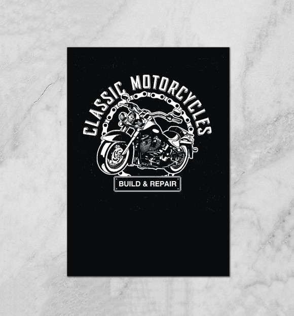 Плакат с изображением Motorcycles цвета Белый