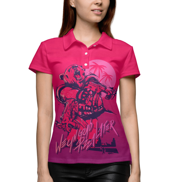 Женское поло с изображением Hotline Miami цвета Белый