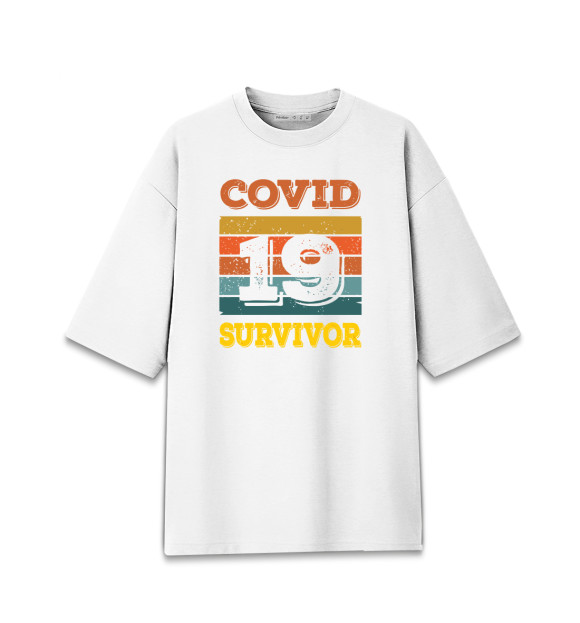 Женская футболка оверсайз с изображением Выжил цвета Белый