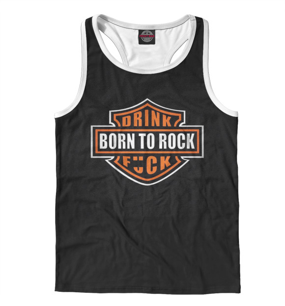 Мужская майка-борцовка с изображением Born to rock цвета Белый