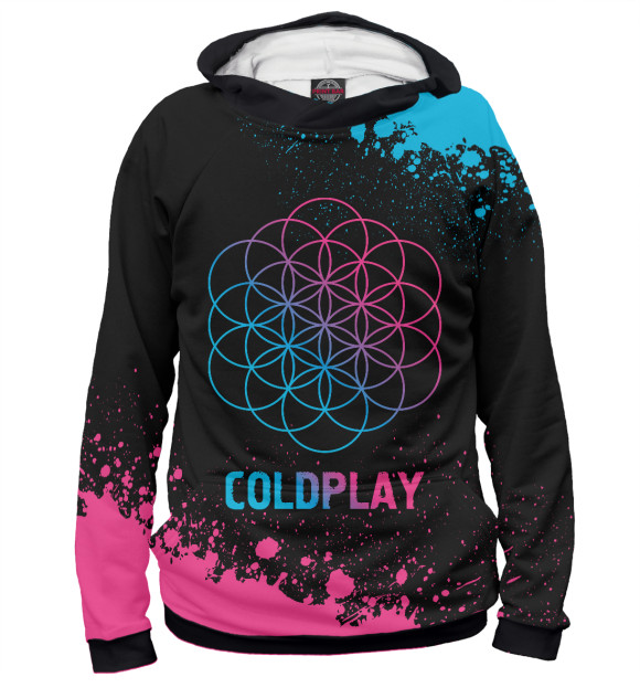 Женское худи с изображением Coldplay Neon Gradient (colors) цвета Белый