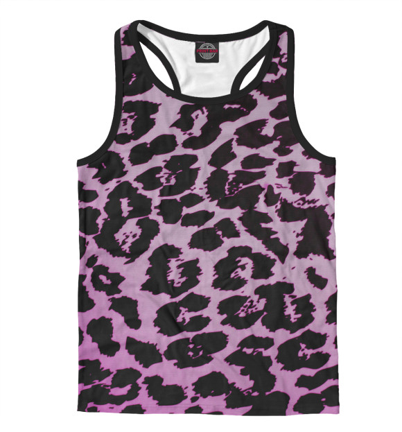 Мужская майка-борцовка с изображением Розовый леопард цвета Белый