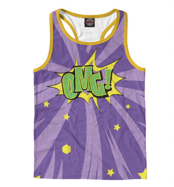 Мужская майка-борцовка с изображением OMG цвета Белый