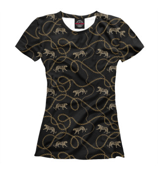 Женская футболка Леопарды и цепи