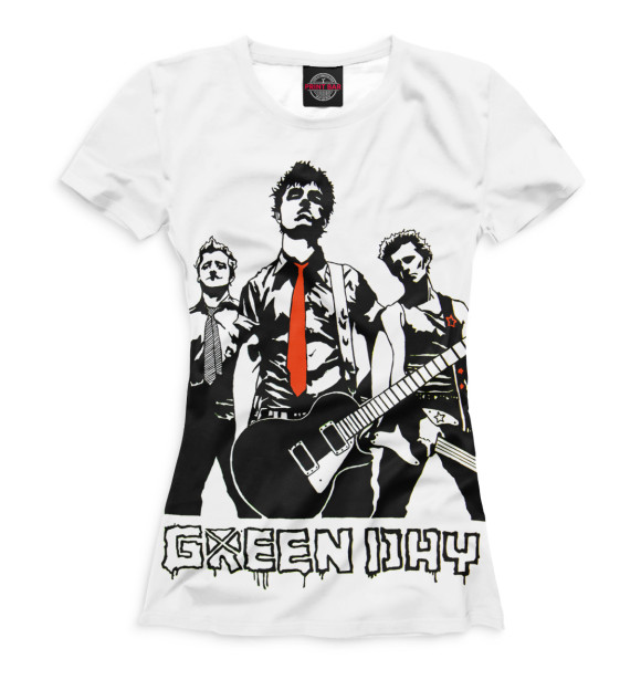Женская футболка с изображением Green Day цвета Белый