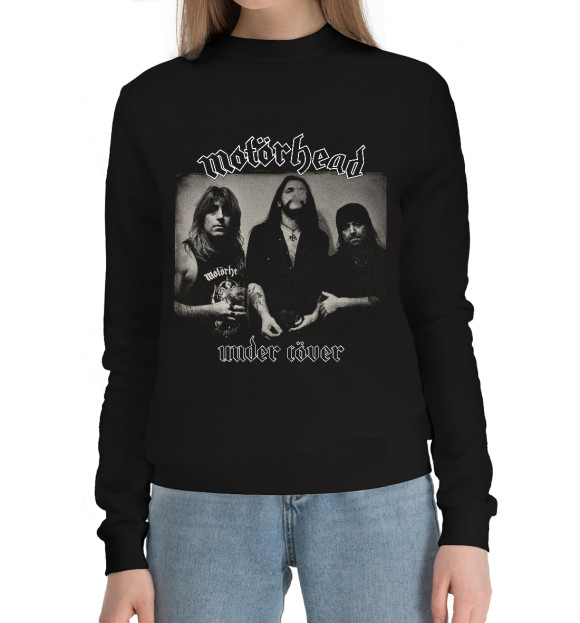 Женский хлопковый свитшот с изображением Motorhead цвета Черный