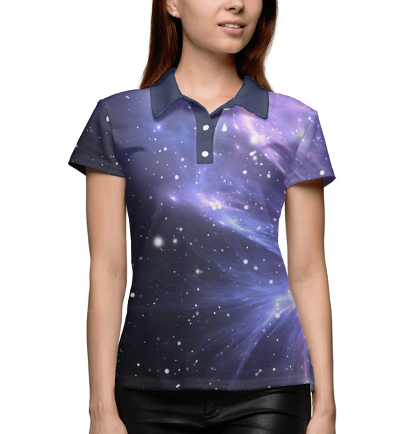 Женское поло с изображением Звёздное небо цвета Белый