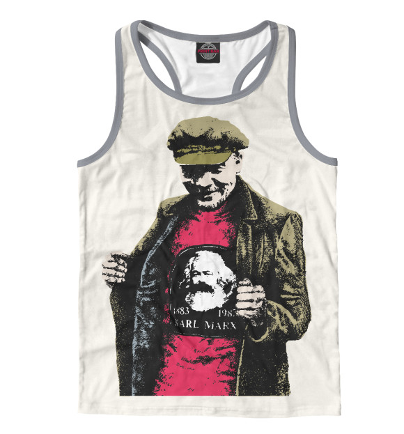 Мужская майка-борцовка с изображением Ленин цвета Белый