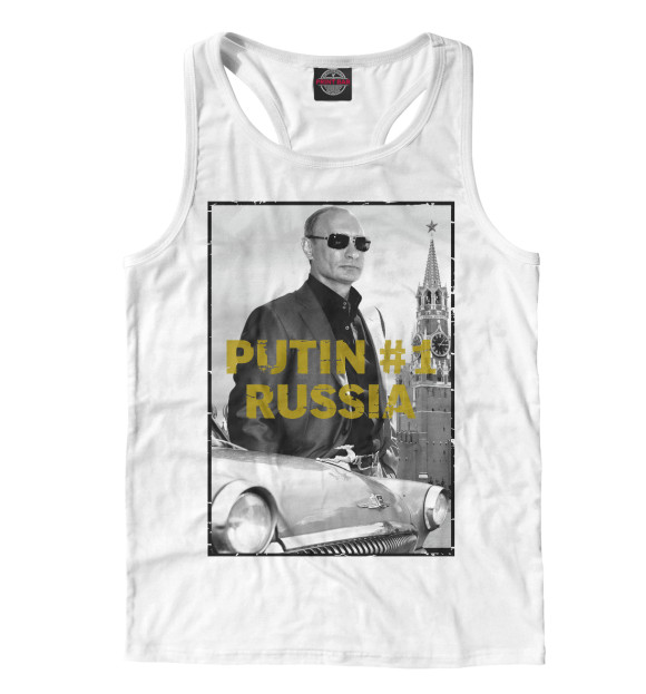 Мужская майка-борцовка с изображением Путин цвета Белый