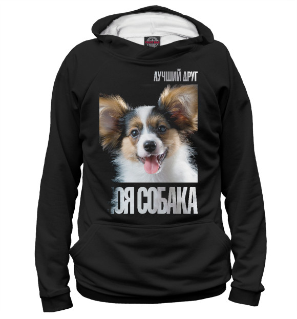 Женское худи с изображением Папийон цвета Белый