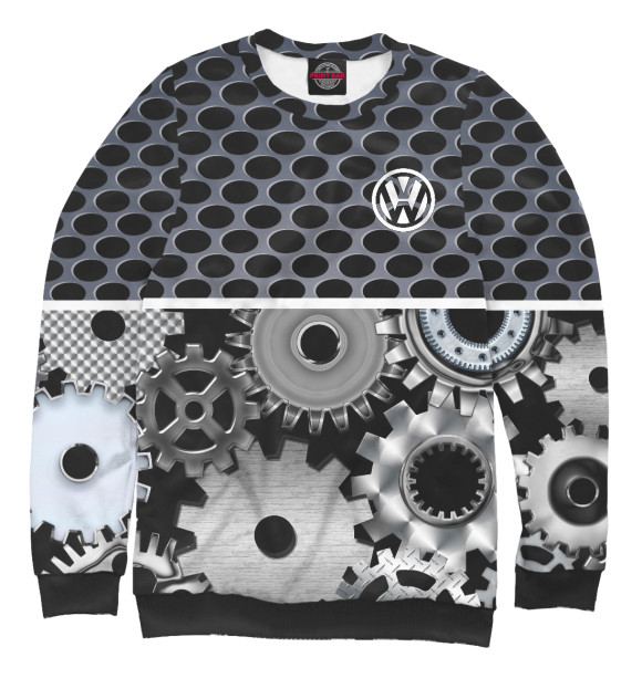 Свитшот для девочек с изображением Volkswagen metal цвета Белый