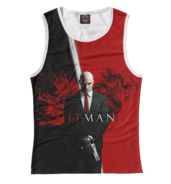 Женская майка с притом BRW Hitman цвета Белый Женская майка с изображением BRW Hitman цвета Белый
