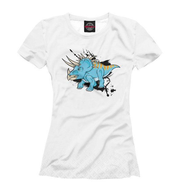 Футболка для девочек с изображением Triceratops Dinosaur цвета Белый