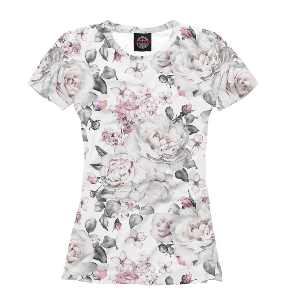 Женская футболка с изображением Белые розы цвета Белый