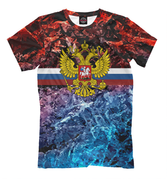 Мужская футболка с притом Россия цвета Белый Мужская футболка с изображением Россия цвета Белый