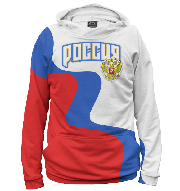 Мужское худи с изображением Сборная России цвета Белый