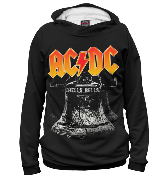 Мужское худи с изображением AC/DC Hells Bells цвета Белый