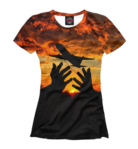 Футболка для девочек с изображением Самолёт цвета Белый