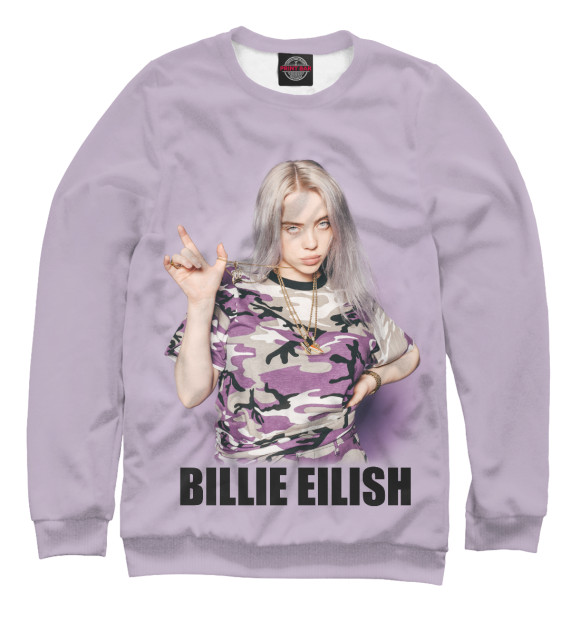 Мужской свитшот с изображением Billie Eilish цвета Белый