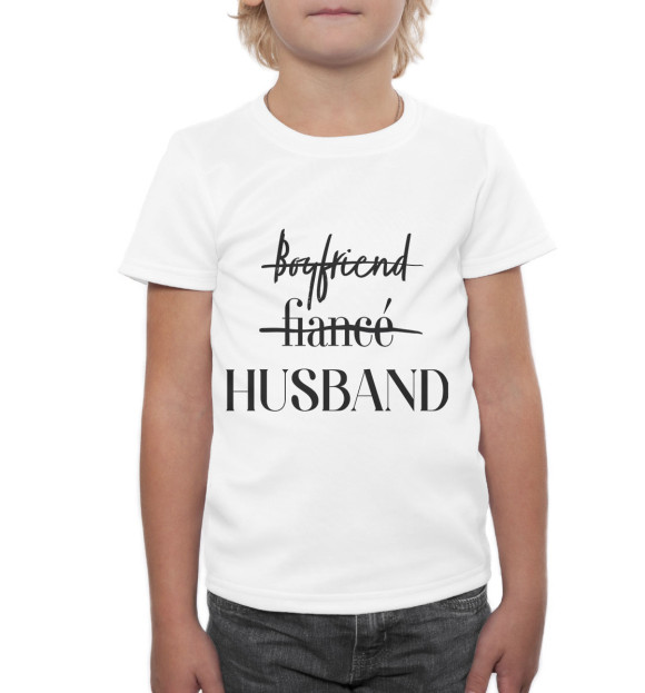 Футболка для мальчиков с изображением Husband белый фон цвета Белый