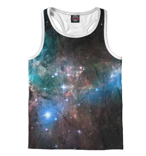 Мужская майка-борцовка с изображением Космос цвета Белый