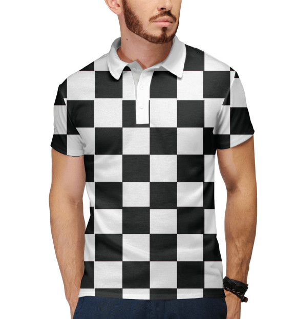 Мужское поло с изображением Доска шахматная цвета Белый