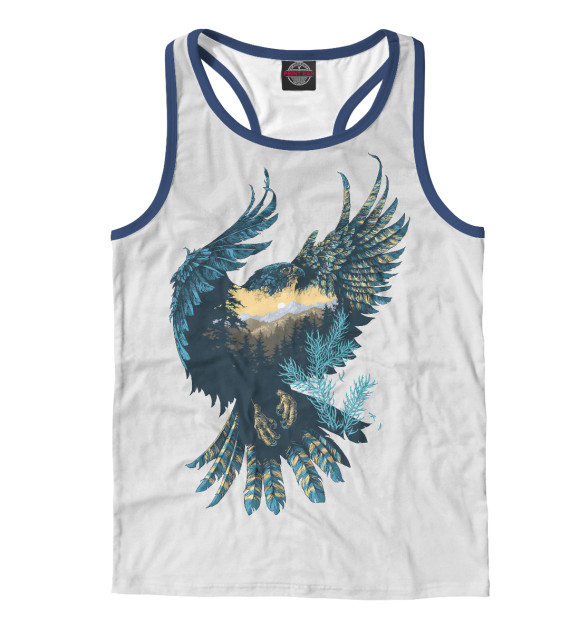 Мужская майка-борцовка с изображением Горный орел цвета Белый