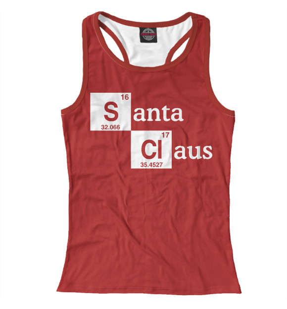 Женская майка-борцовка с изображением Санта Клаус цвета Белый