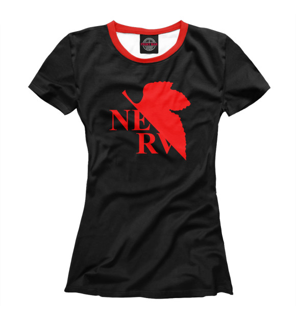 Женская футболка с изображением Evangelion NERV Black style цвета Белый