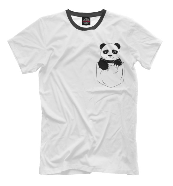 Мужская футболка с изображением Панда в кармане цвета Молочно-белый