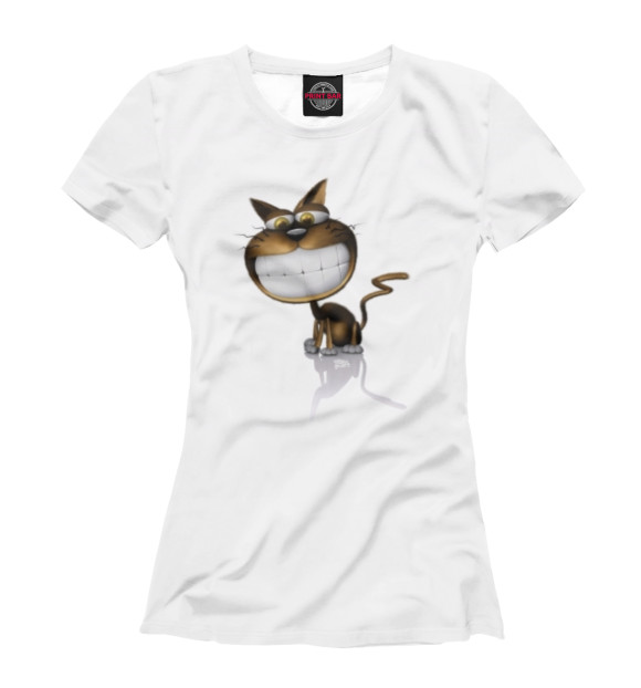 Женская футболка с изображением Котик цвета Белый
