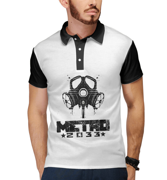 Мужское поло с изображением Metro 2033 black l цвета Белый