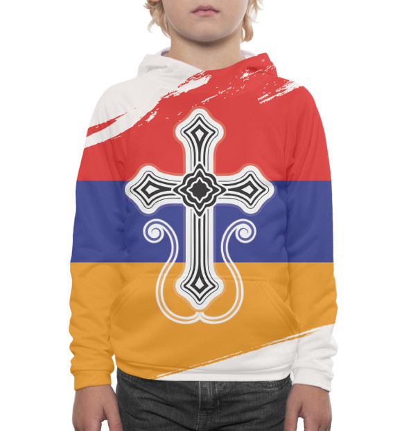 Худи для мальчика с изображением Армения цвета Белый