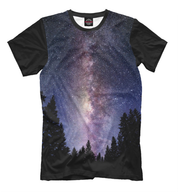 Мужская футболка с изображением Млечный путь цвета Черный