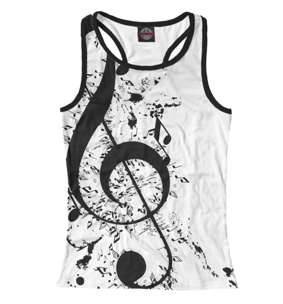 Женская майка-борцовка с притом Ноты цвета Белый Женская майка-борцовка с изображением Ноты цвета Белый