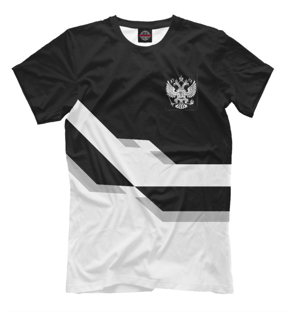 Мужская футболка с изображением Герб России цвета Черный