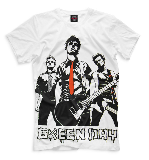 Мужская футболка с изображением Green Day цвета Молочно-белый