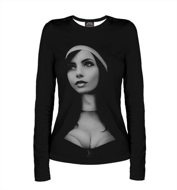 Женский лонгслив с изображением Монашка NUN цвета Белый