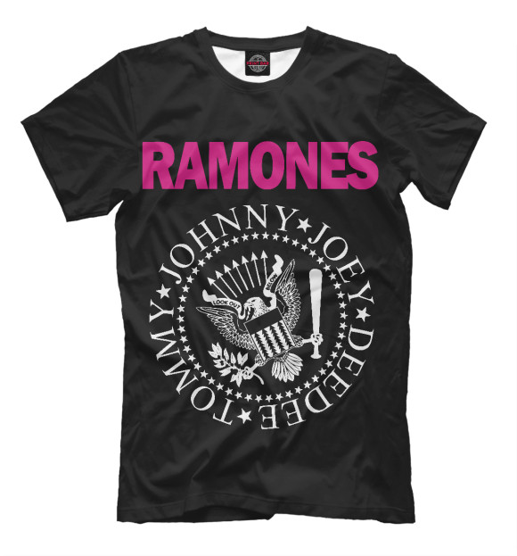 Мужская футболка с изображением Ramones pink цвета Черный