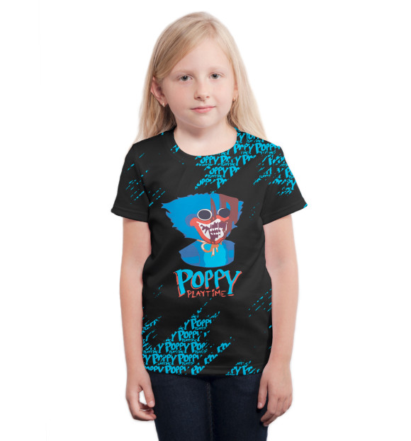 Футболка для девочек с изображением Poppy Playtime цвета Белый