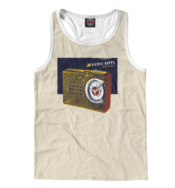 Мужская майка-борцовка с изображением Retro radio цвета Белый