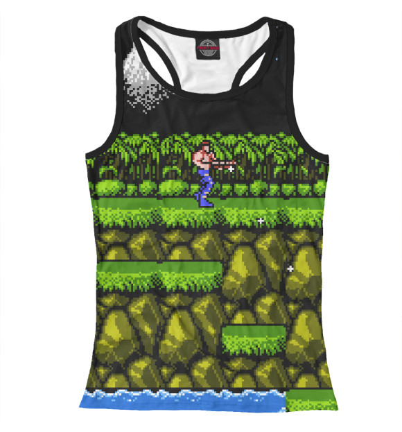 Женская майка-борцовка с изображением Contra 8 bit цвета Белый