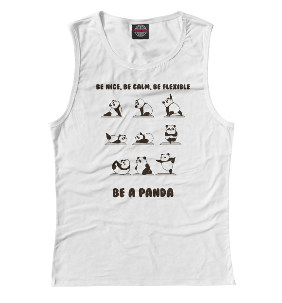 Майка для девочки с притом Панда Йогинь цвета Белый Майка для девочки с изображением Панда Йогинь цвета Белый