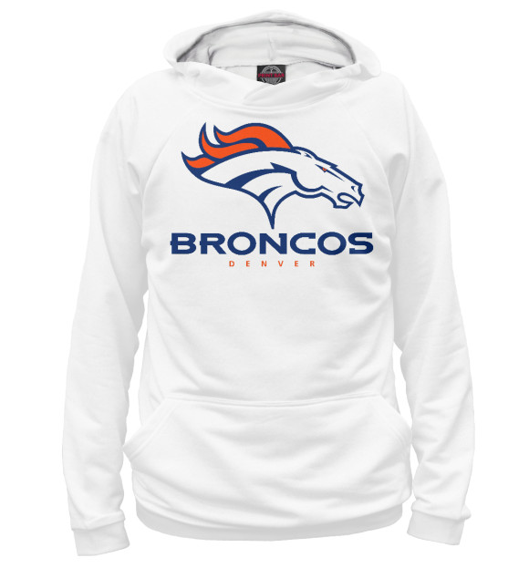 Женское худи с изображением Denver Broncos - Денвер Бронкос цвета Белый