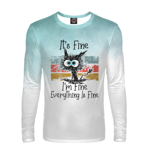 Мужской лонгслив с изображением IT's FINE I'm FINE EVERYTHI цвета Белый