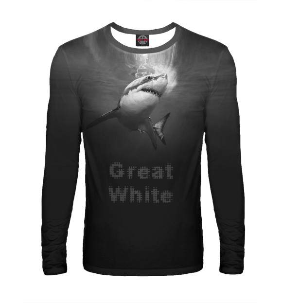 Мужской лонгслив с изображением Great White цвета Белый