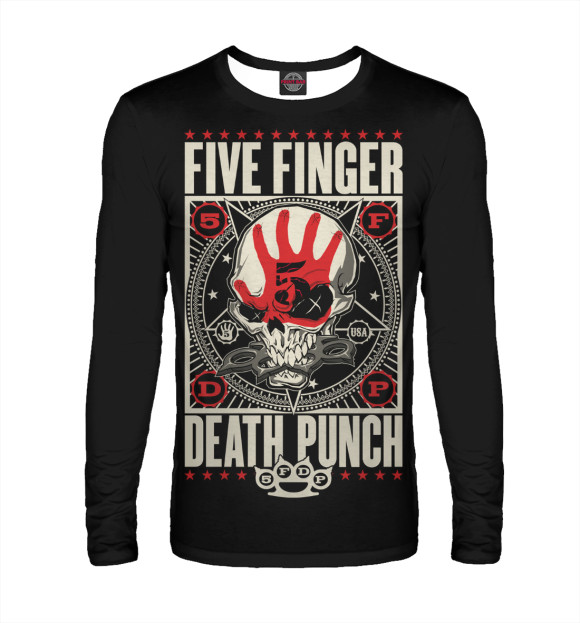 Мужской лонгслив с изображением Five Finger Death Punch цвета Белый